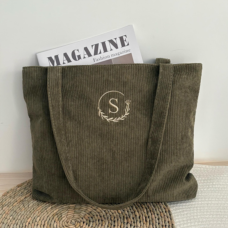 Personalised Name And Initial Teacher Corduroy Tote