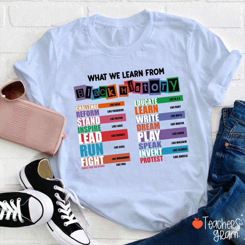 What We Learn From Black History Teacher T-Shirt