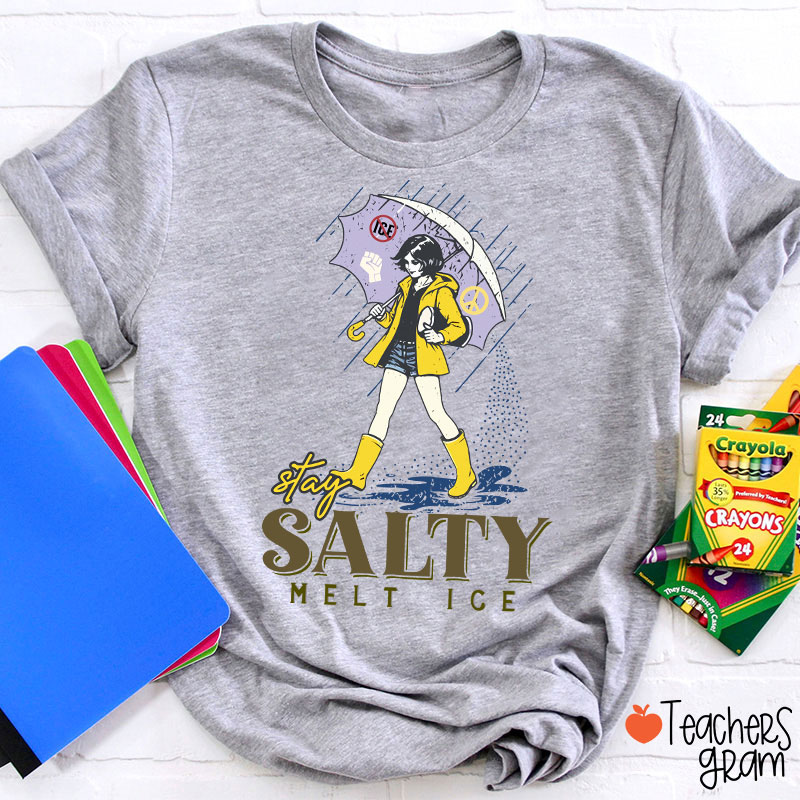 Subtle Anti Ice Stay Salty Protest Teacher T-Shirt