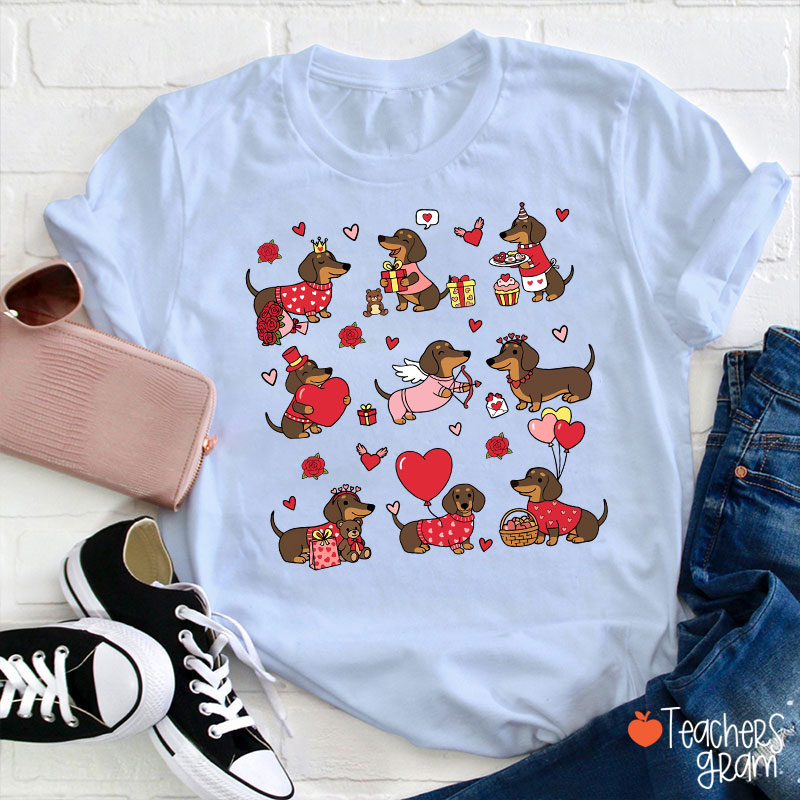 Dachshund Valentines Teacher T-Shirt