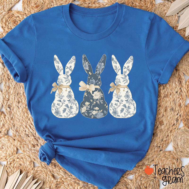 Coquette Bow Easter Bunny Teacher T-Shirt