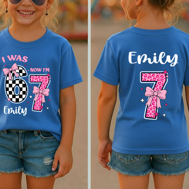 Personalized Name I Was 6 Now I'm 7 Class Two Sided T-Shirt