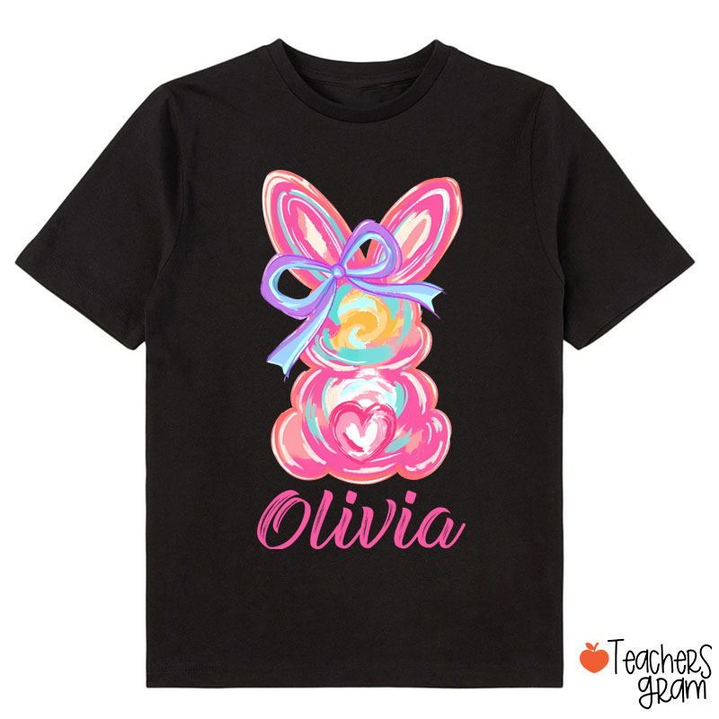 Personalized Name Watercolor Bunny Easter Class T-Shirt