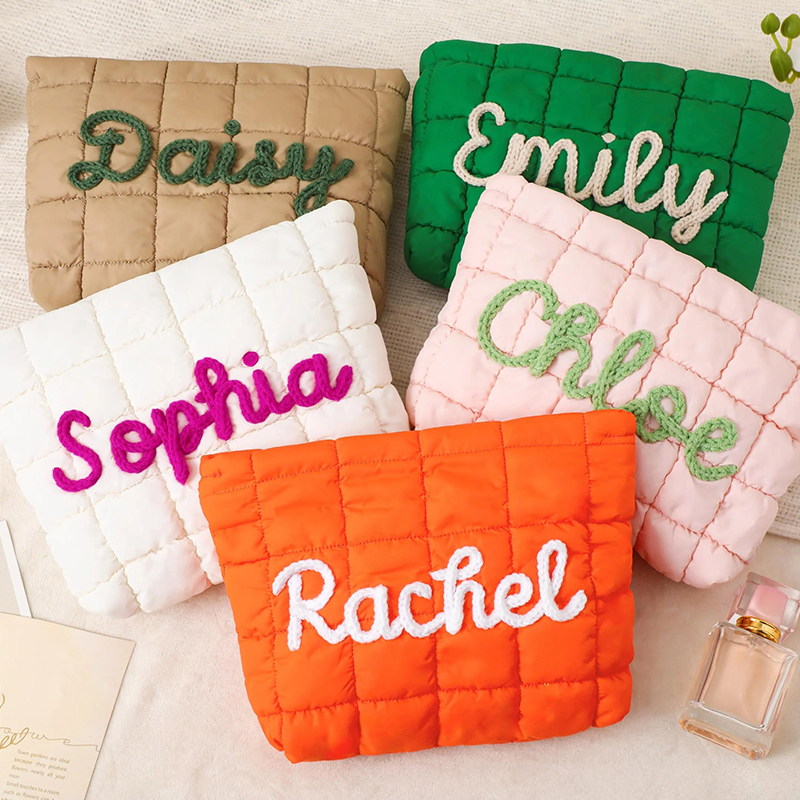 Personalized Quilted Nylon Makeup Bag