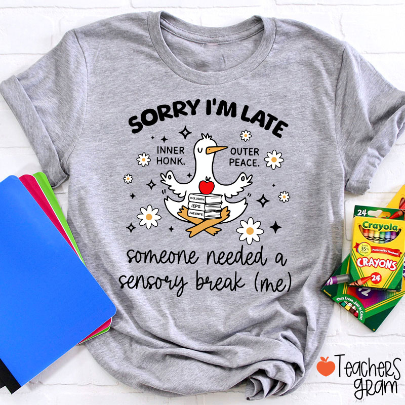 Sorry I'm Late Someone Needed A Sensory Break Teacher T-Shirt