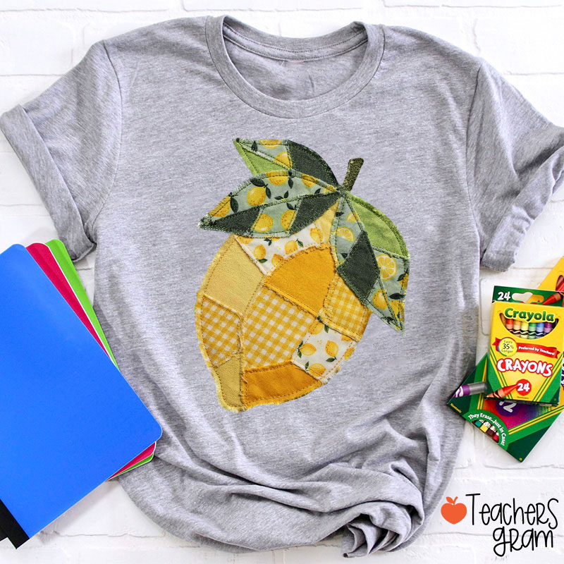 Faux Quilted Patchwork Lemon Teacher T-Shirt