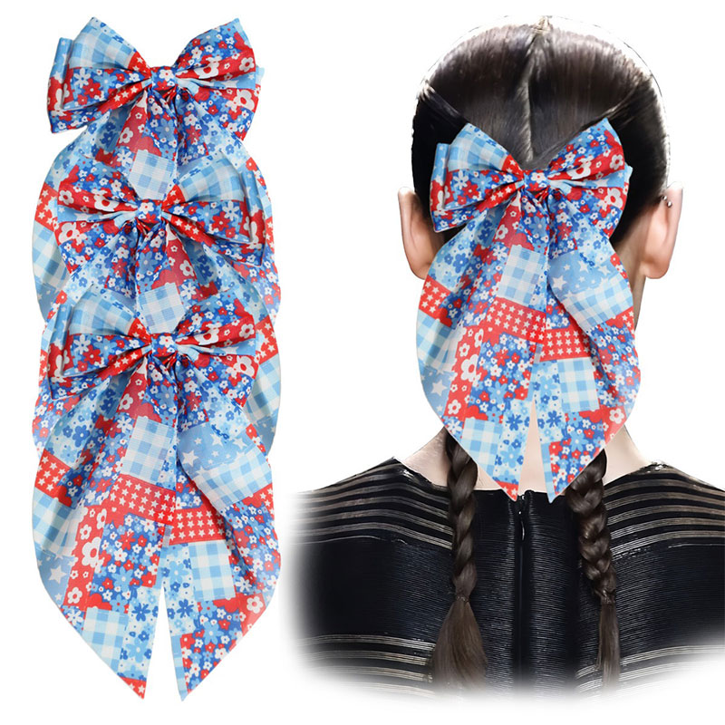 American Flag Teacher Hair Bow Clips