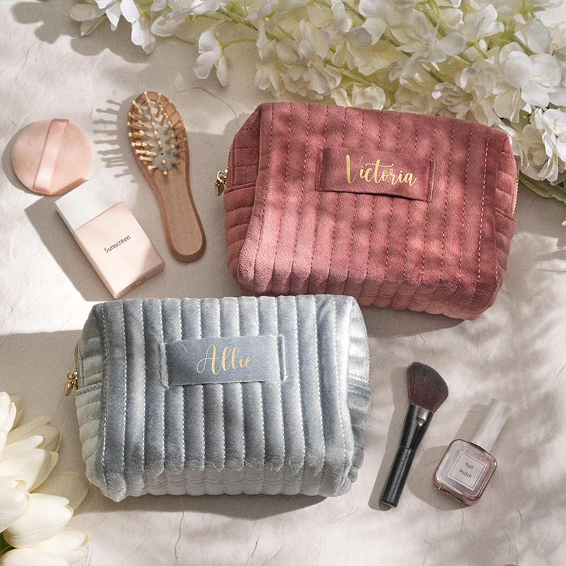 Personalized Velvet Bridesmaid Makeup Bag