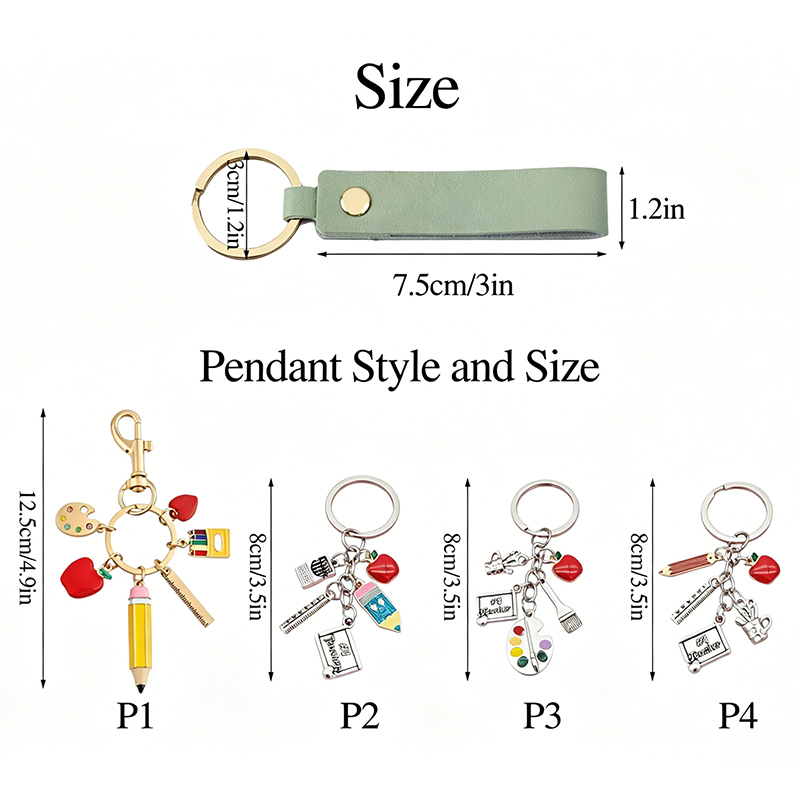 Personalized Name Graduation Gift Leather Teacher Keychain