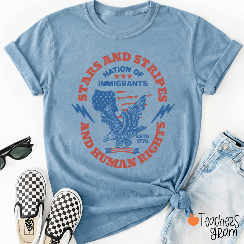 Stars Stripes And Human Rights Teacher T-Shirt