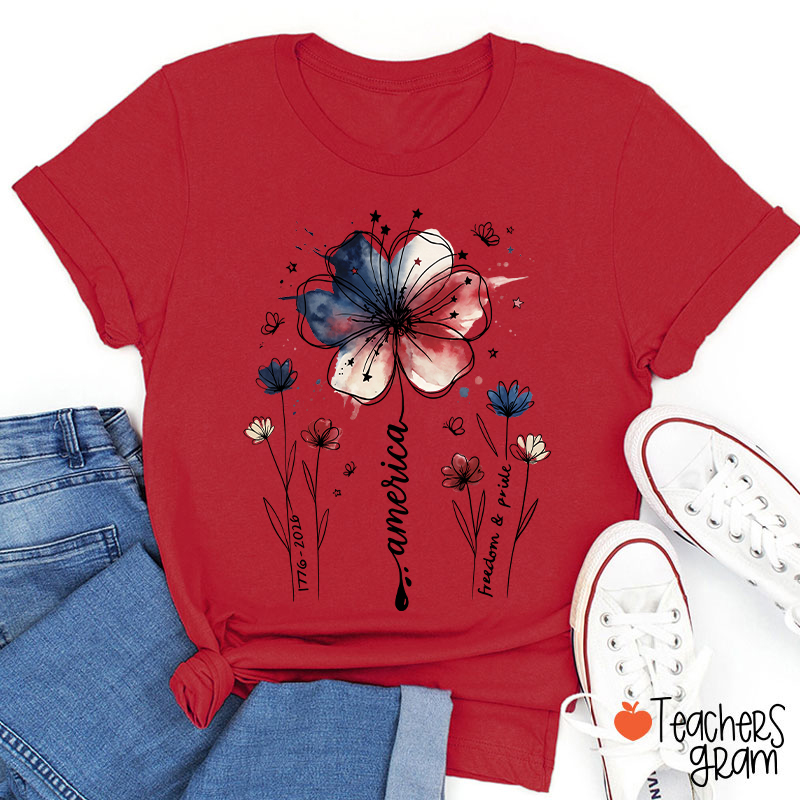 1776-2026 America Freedom And Pride Teacher T-Shirt