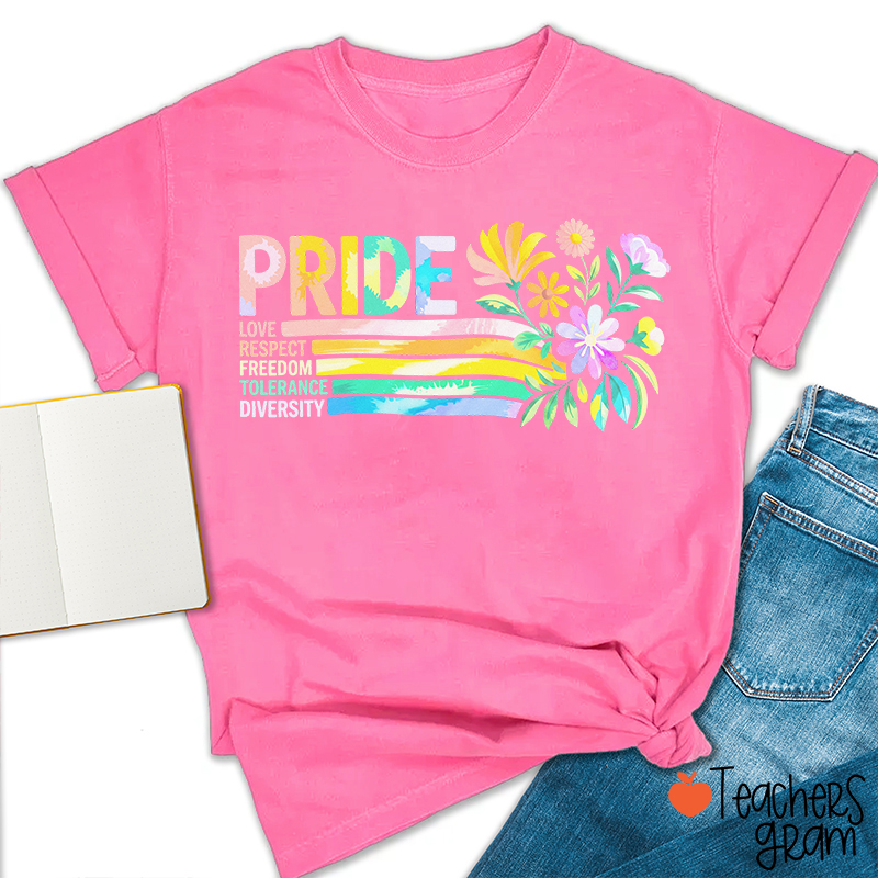 Pride Love Respect Freedom Tolerance Diversity Teacher T-Shirt