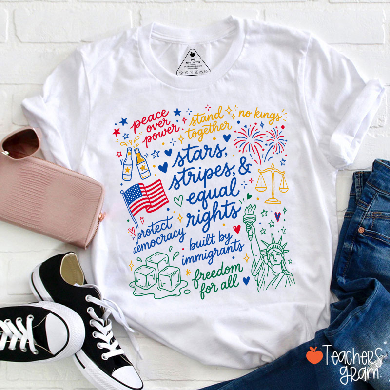 Doodle USA Political Equal Rights Teacher T-Shirt