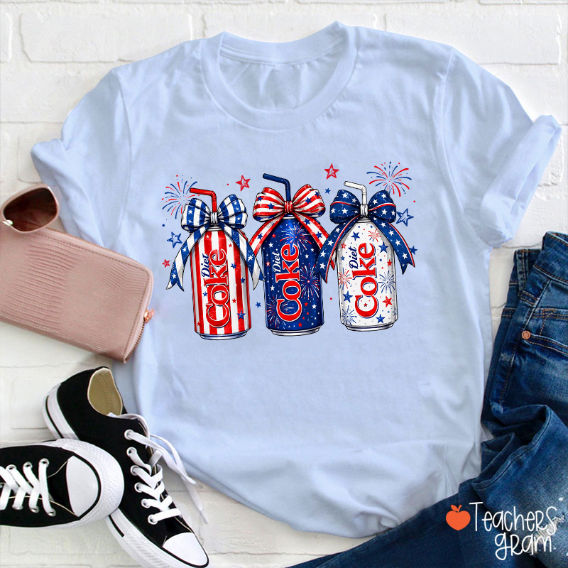 4th Of July Coquette Bow Coke Lover Teacher T-Shirt