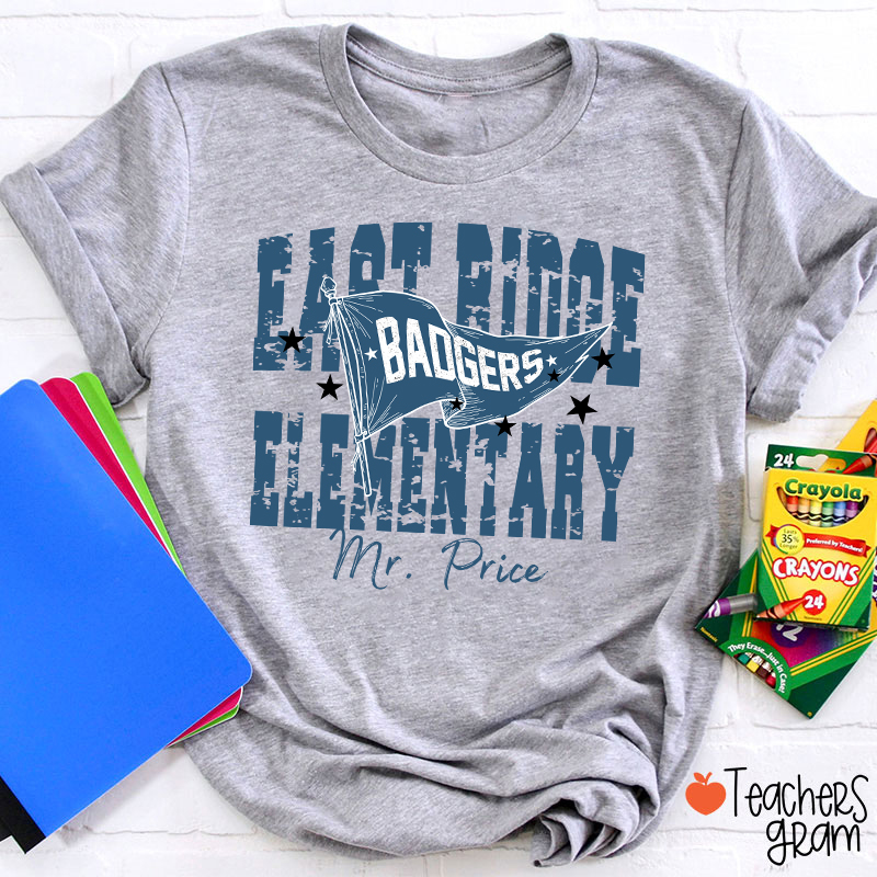 Personalized School Mascot Pennant Flag Teacher T-Shirt