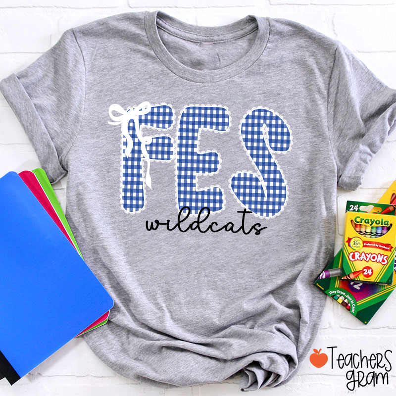 Personalized Gingham School Spirit Teacher T-Shirt
