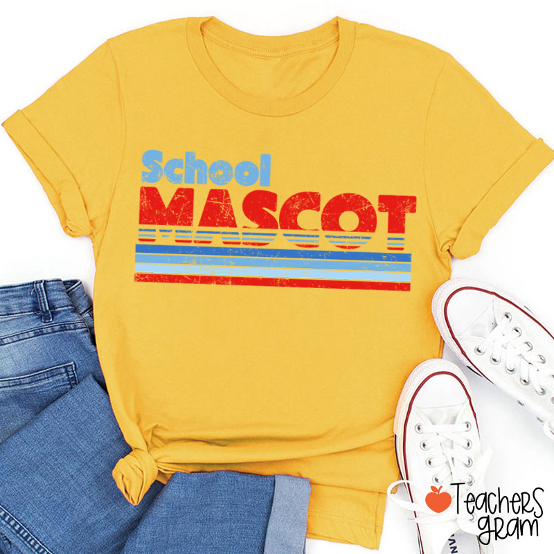 Personalized Mascot And School Name Contrast Color Line Design Teacher T-Shirt