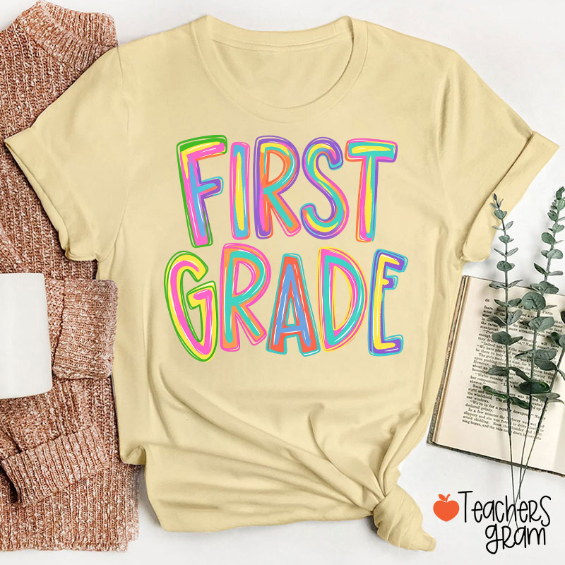 Personalized Name Colorful Neon Teacher T-Shirt