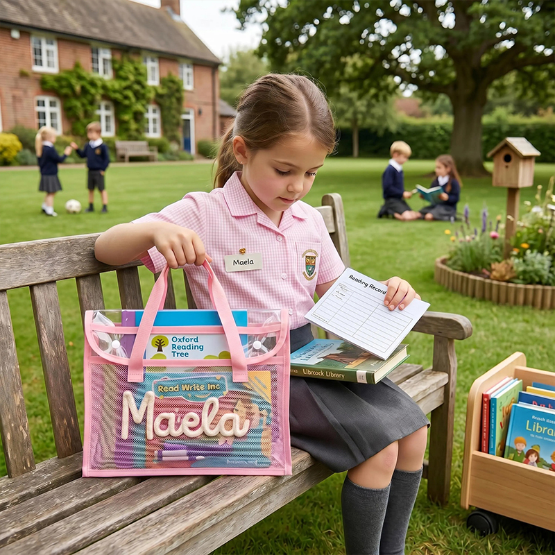 Personalised Name Clear Waterproof School Book Bag