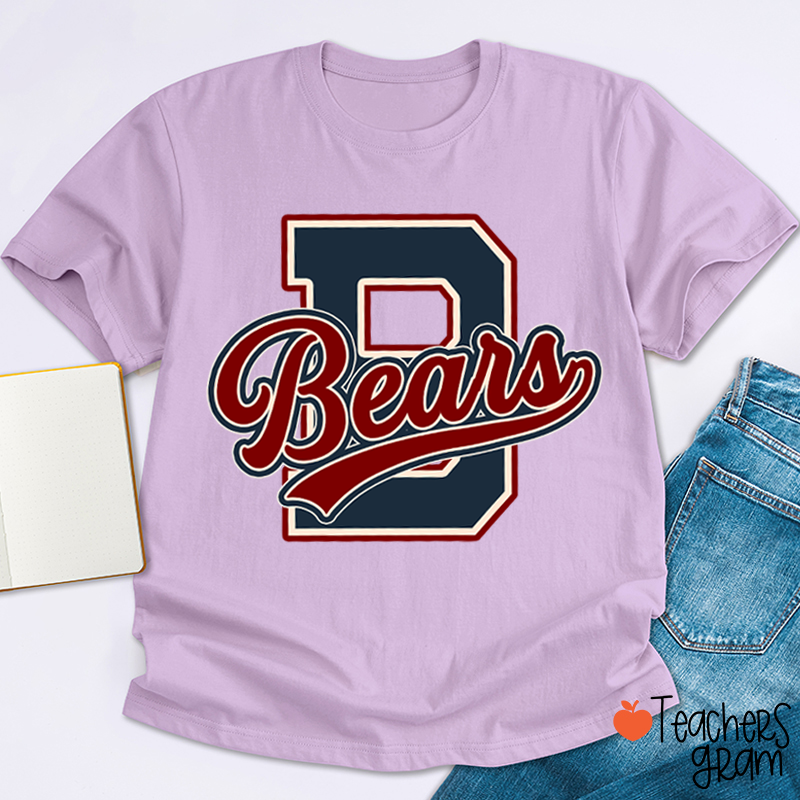 Personalized Mascot Varsity Letter Script Teacher T-Shirt