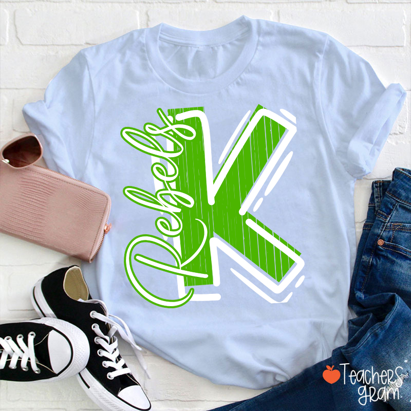 Personalized School Spirit Mascot Initial Teacher T-Shirt