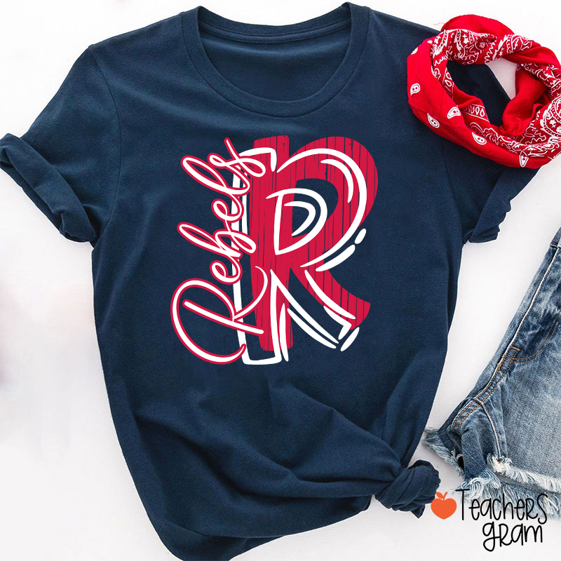 Personalized School Spirit Mascot Initial Teacher T-Shirt
