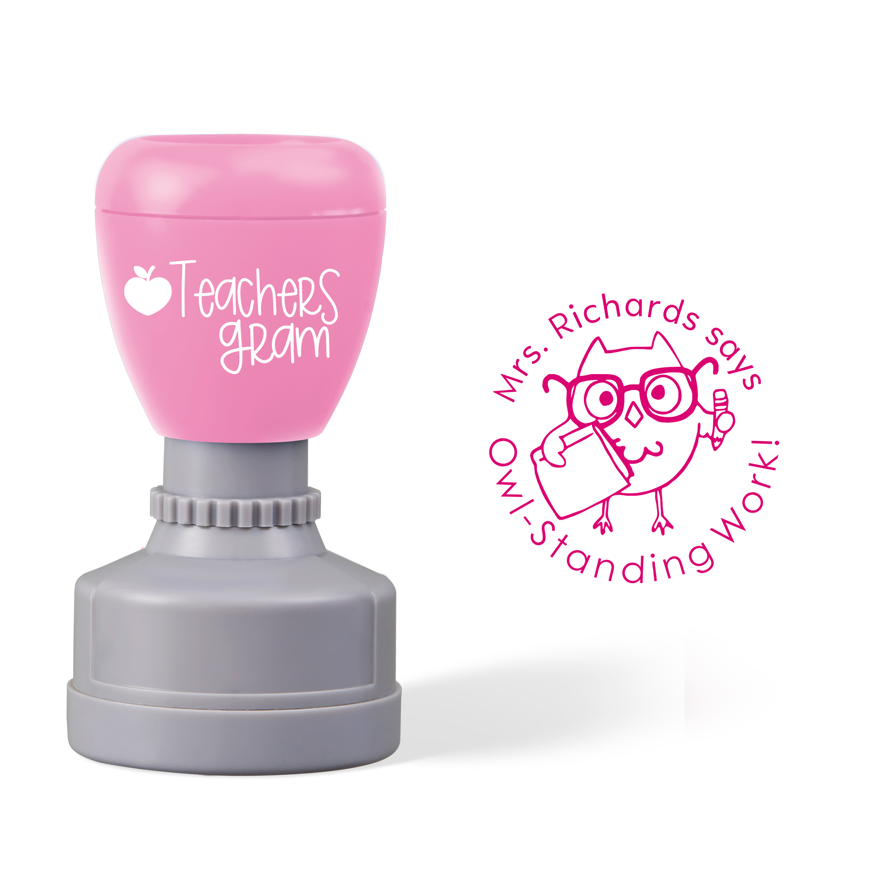 Personalized Funny Owl Standing Work Teacher Stamp