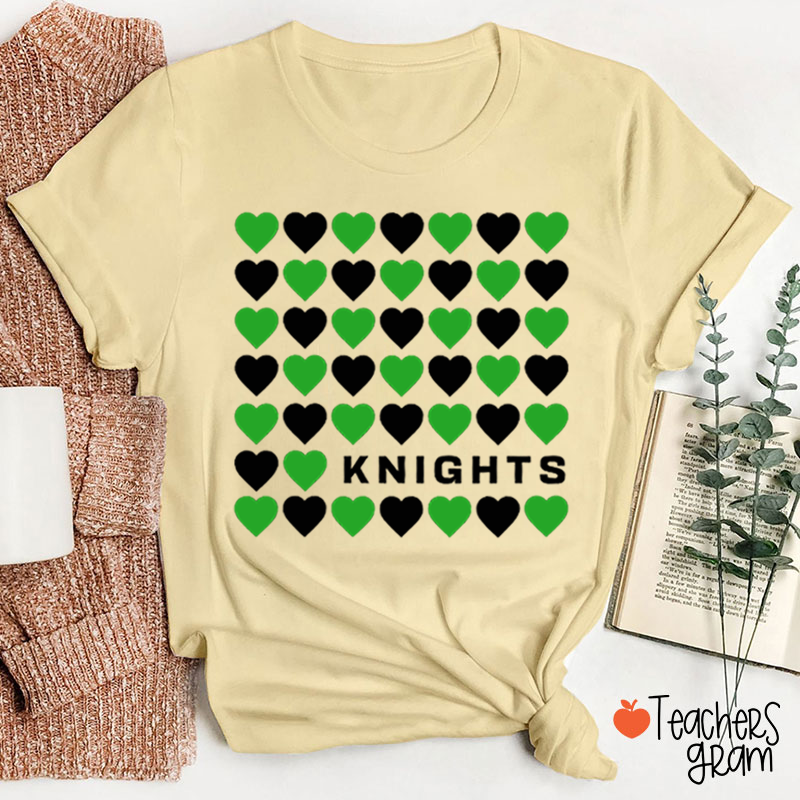 Personalized Mascot Team Color Heart Teacher T-Shirt