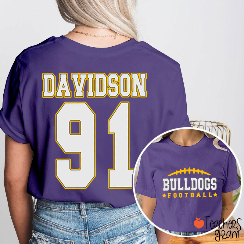 Personalized Name And Sport Number Teacher Two Sided T-Shirt