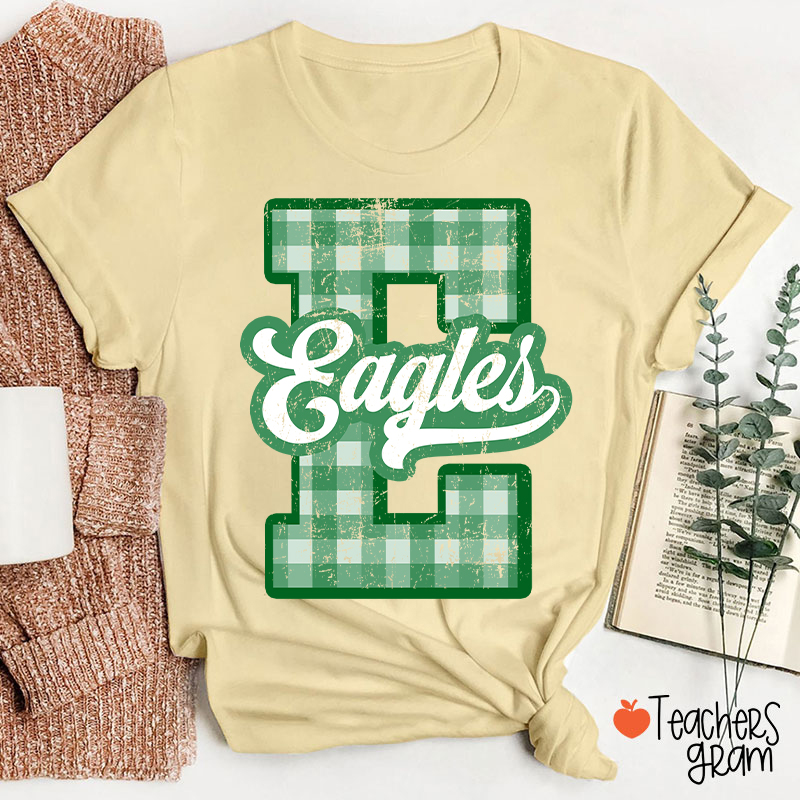 Personalized Mascot Sport Gingham Varsity Teacher T-Shirt