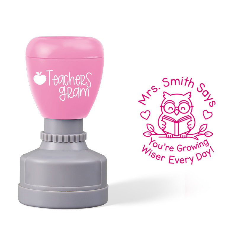 Personalized Name Says You Are Growing Wiser Every Day Teacher Stamp