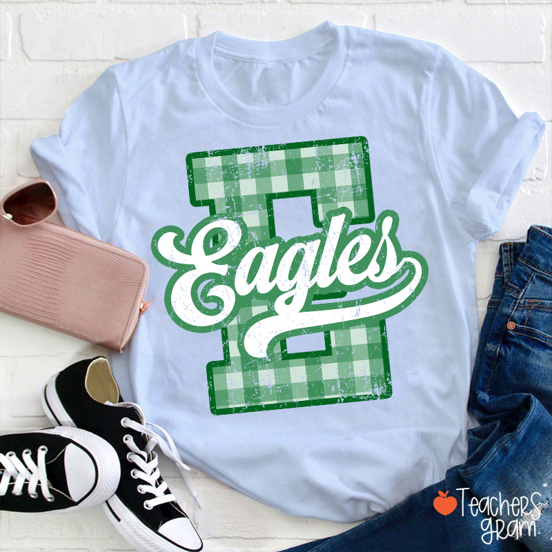 Personalized Mascot Sport Gingham Varsity Teacher T-Shirt