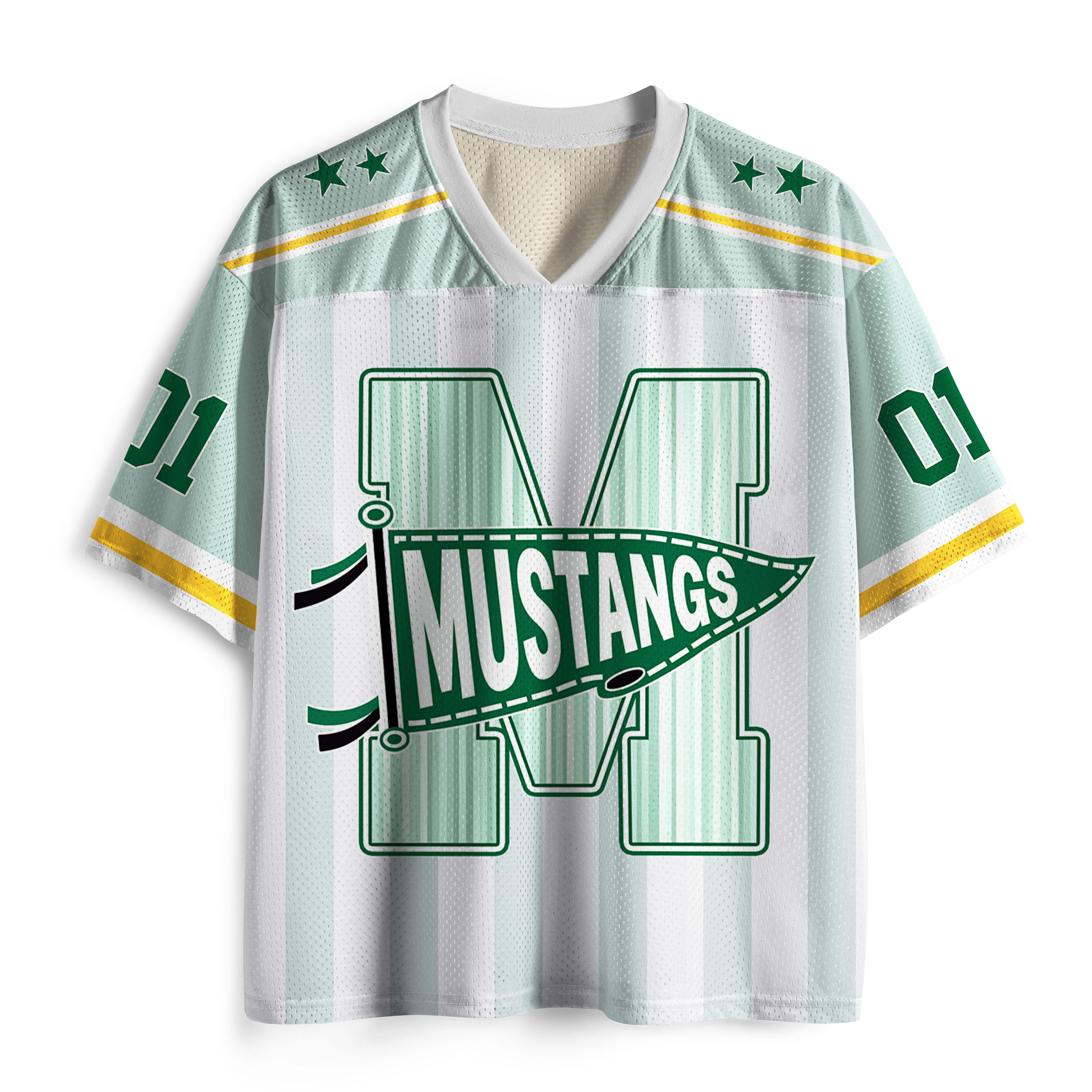 Personalized Mascot Pennant Initial School Spirit Teacher Mesh Jersey