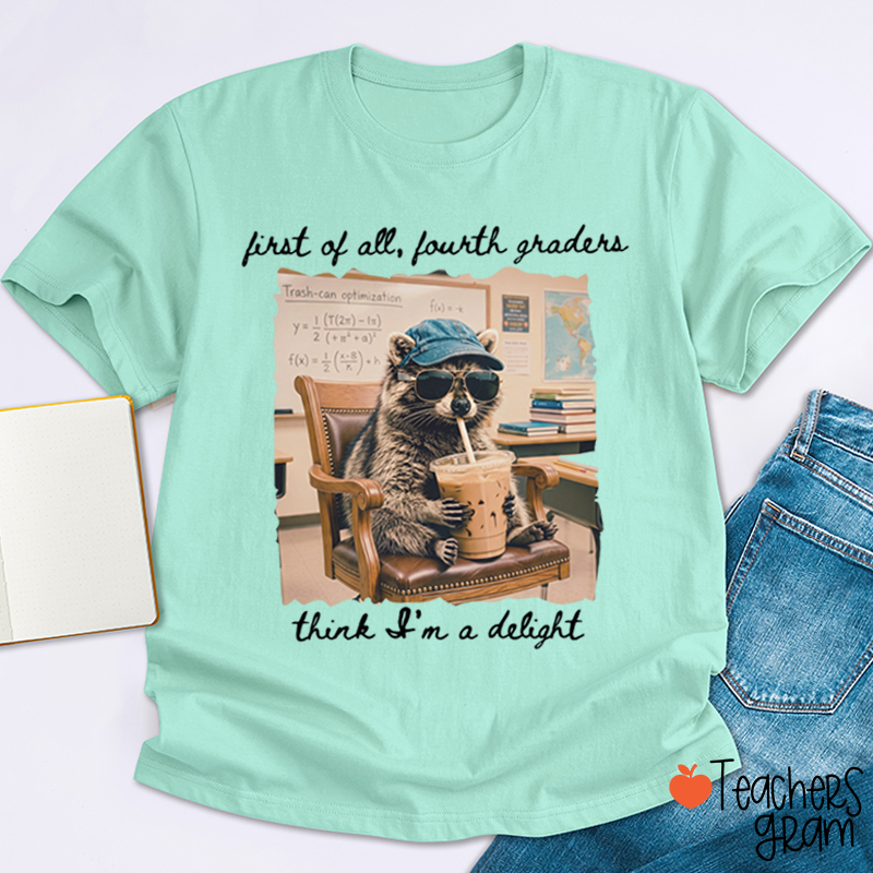 Personalized Grade Funny Coffee Raccoon Meme Teacher T-Shirt