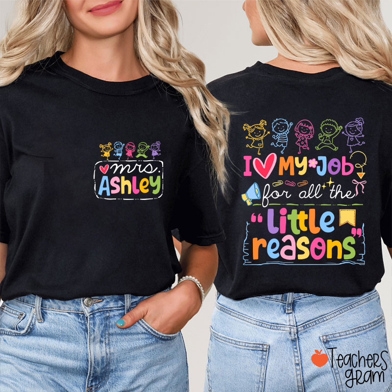 Personalized Name Colorful Quote Front And Back Print Teacher Two Sided T-Shirt
