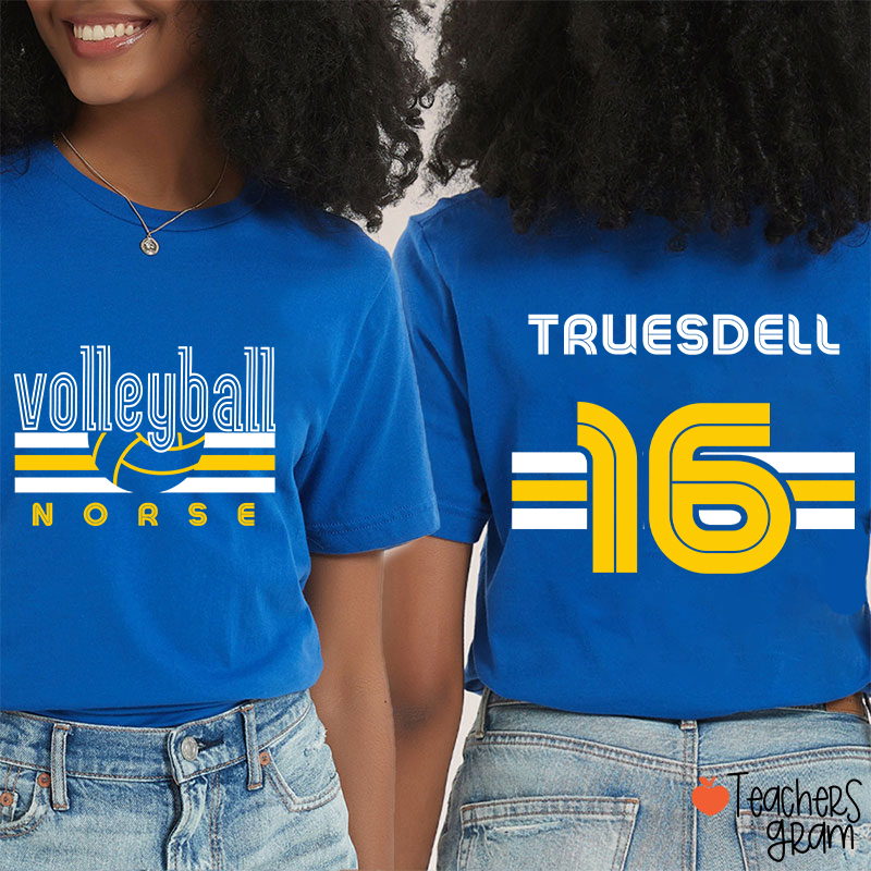 Personalized Mascot Name And Number Sport Teacher Two Sided T-Shirt