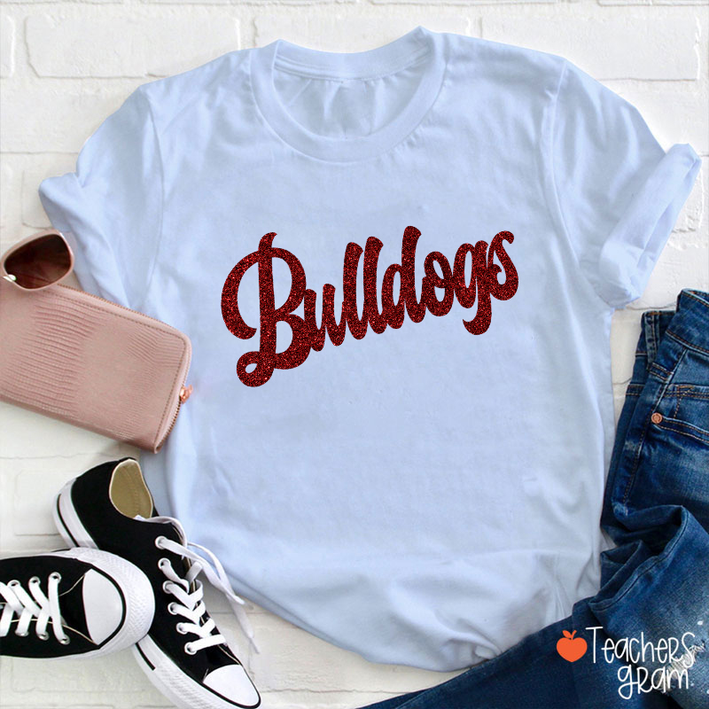 Personalized Glitter Script Teacher T‑Shirt