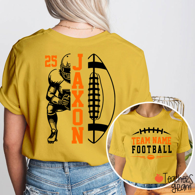 Personalized Team Name Football Season Game Day Teacher Two Sided T-Shirt