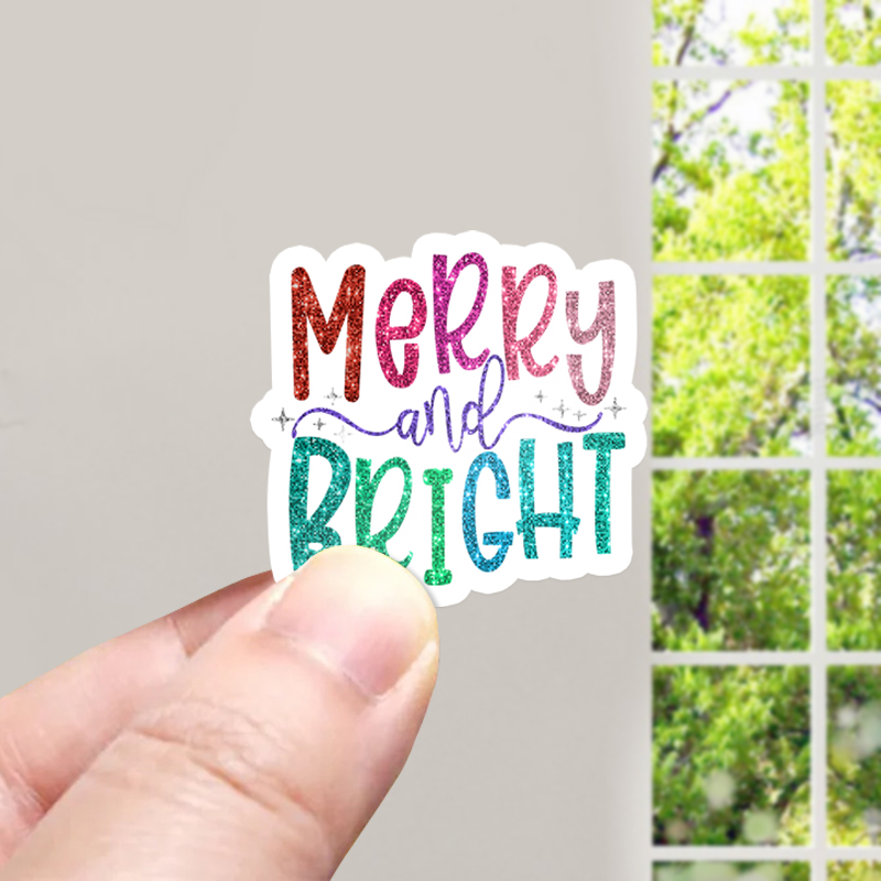 Colorful Merry And Bright Teacher Stickers