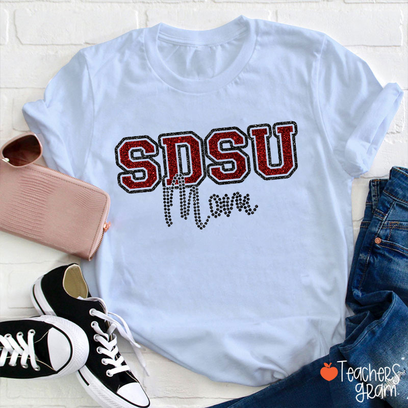 Personalized School Abbreviation And Name Faux Glitter Teacher T-Shirt