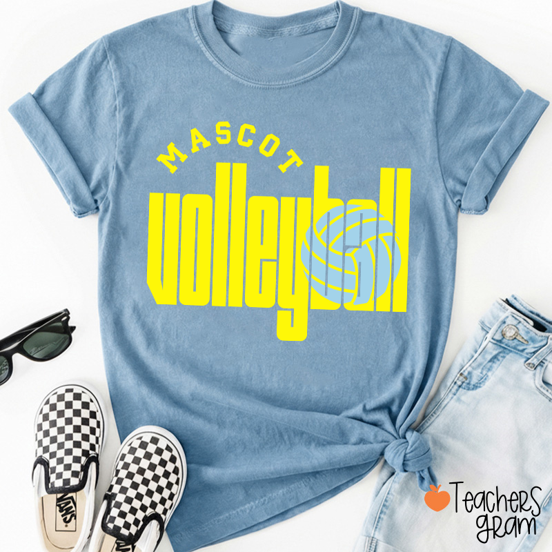 Personalized Mascot Volleyball Retro Game Day Teacher T-Shirt