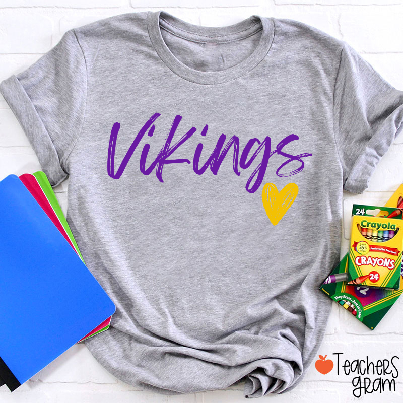 Personalized Mascot Sport Handwritten Heart Teacher T‑Shirt