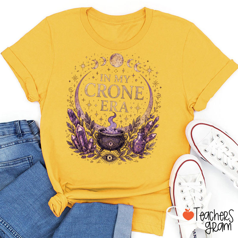 In My Crone Era Witch Moon Phase Teacher T‑Shirt