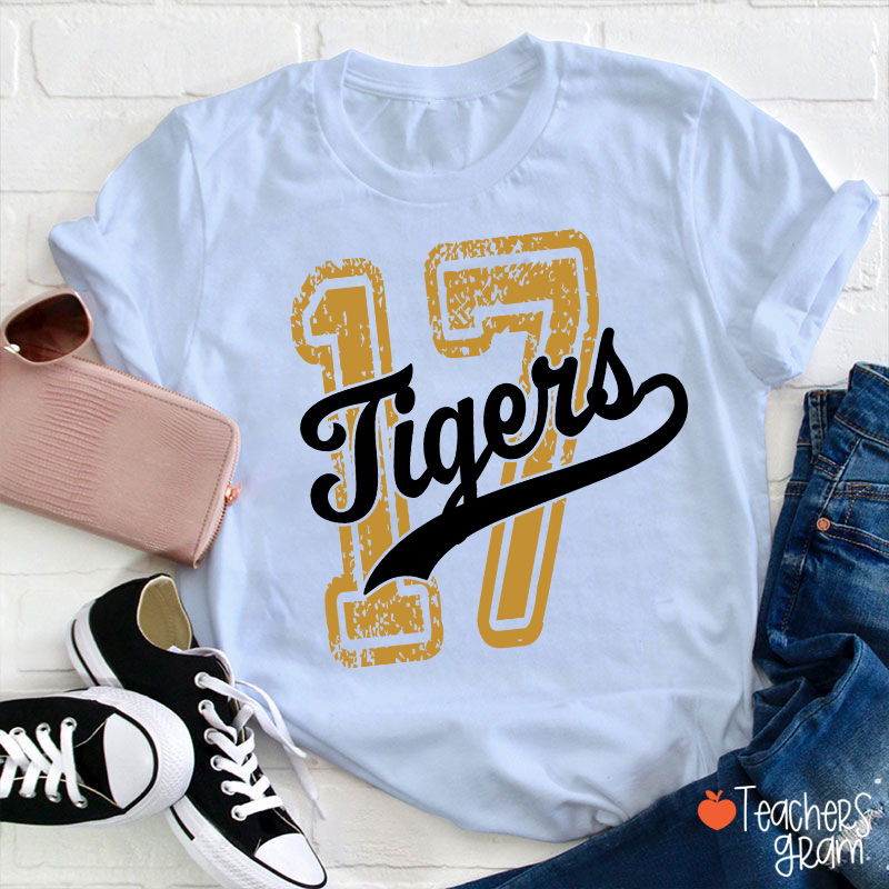 Personalized Mascot Vintage Number Graphic Sports Teacher T‑Shirt