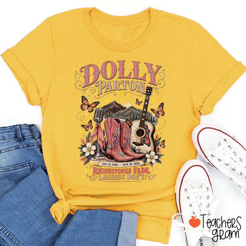 Dolly Parton Western Cowboy Boots Floral Teacher T‑Shirt