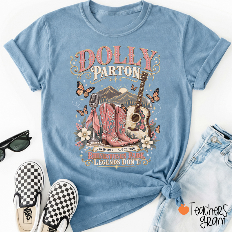 Dolly Parton Western Cowboy Boots Floral Teacher T‑Shirt
