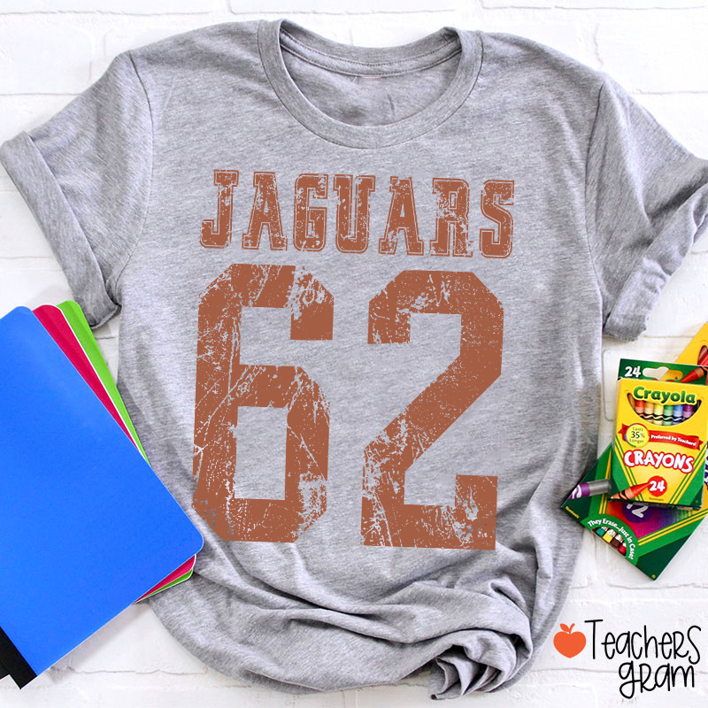 Personalized Mascot Number Vintage Distressed Sport Teacher T‑Shirt