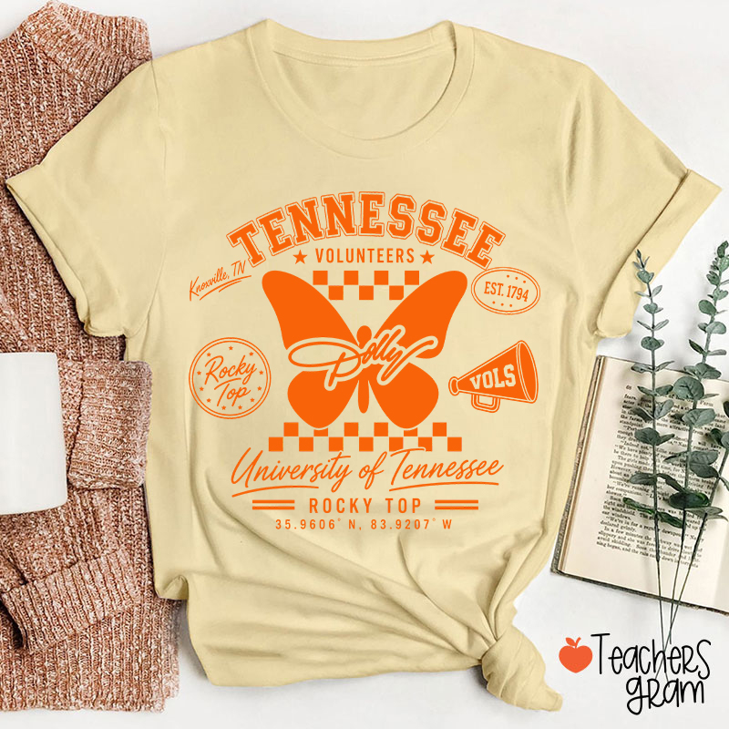 Tennessee Volunteers Rocky Top Dolly Butterfly Teacher T-Shirt