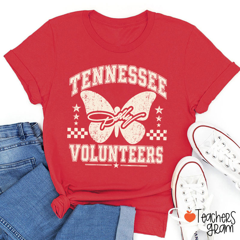 Tennessee Volunteers Dolly Distressed Butterfly Teacher T-Shirt