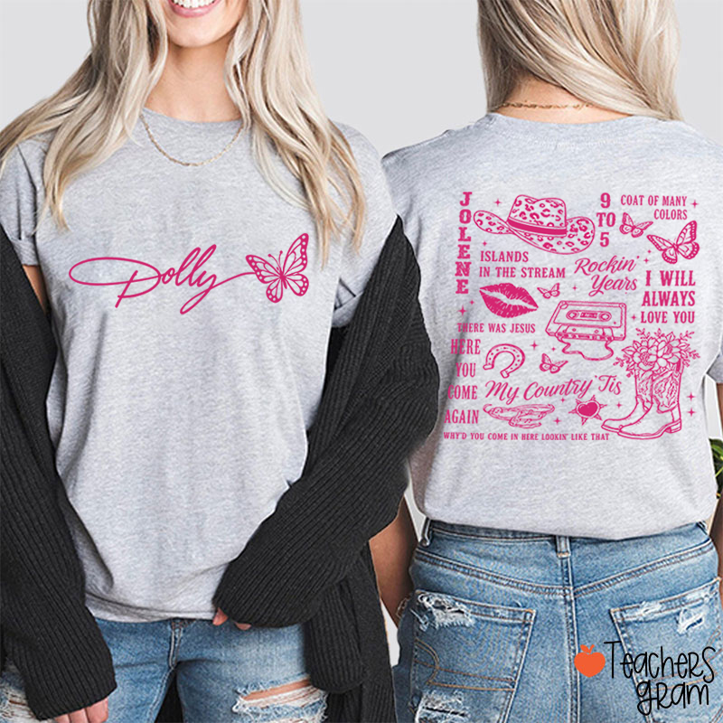 Butterfly Classic Song List Teacher Two Sided T‑Shirt